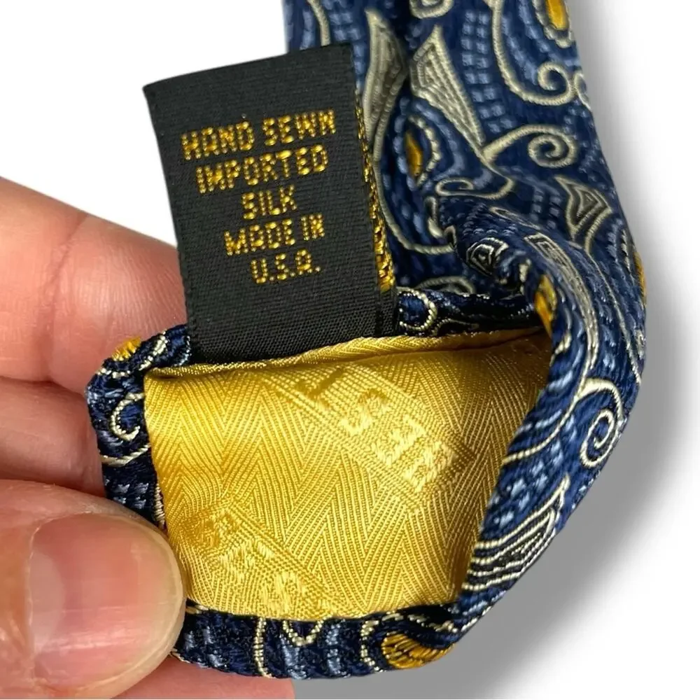 Robert Talbott Best of Class Blue and Gold Pattern Ties set hand sewn 100% silk